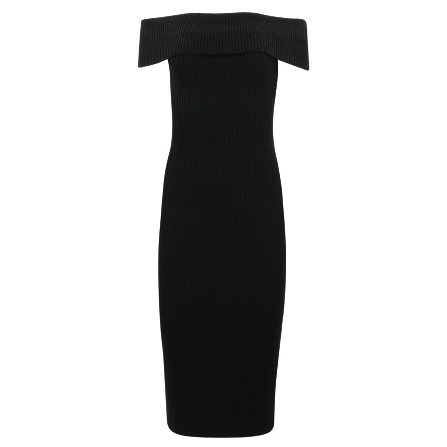 Clothing Tanya Taylor | Quincy Knit Off Shoulder Midi Black