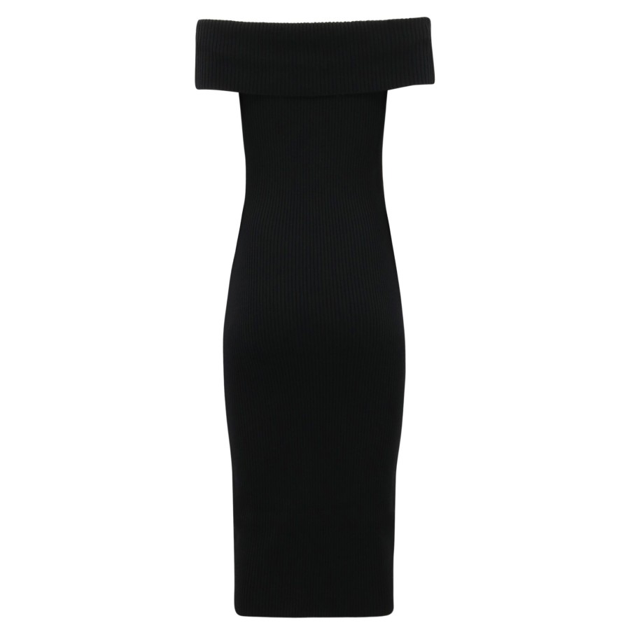 Clothing Tanya Taylor | Quincy Knit Off Shoulder Midi Black