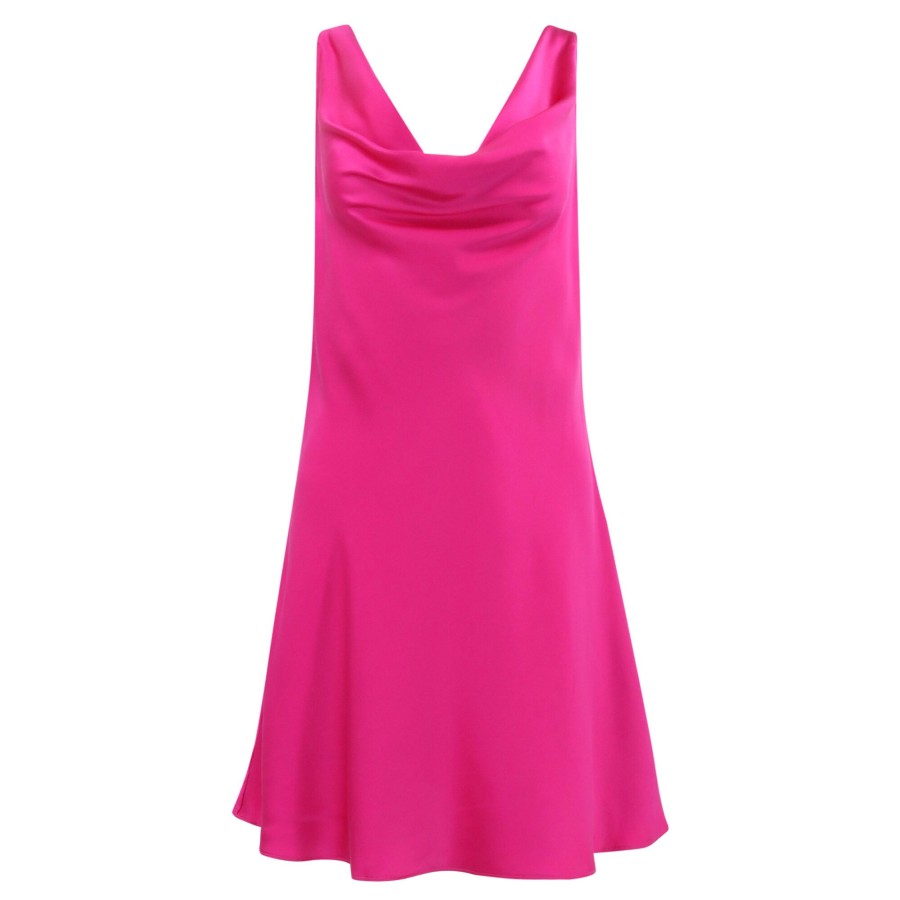 Clothing Amanda Uprichard | Mirai Silk Dress Magenta Bloom