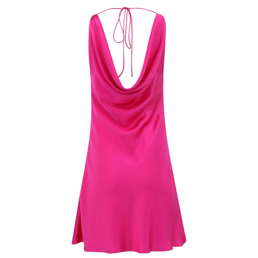 Clothing Amanda Uprichard | Mirai Silk Dress Magenta Bloom