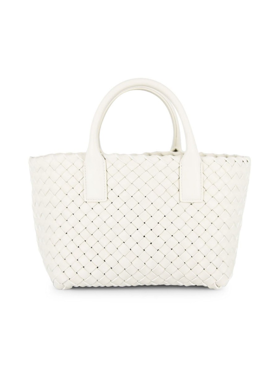 Handbags Bottega Veneta | Mini Cabat Leather Tote Bag White