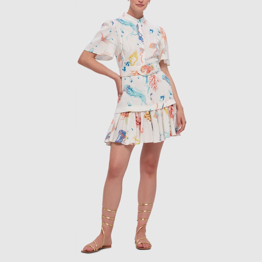 Clothing Leo Lin | Beatrice Short Sleeve Mini Dress White