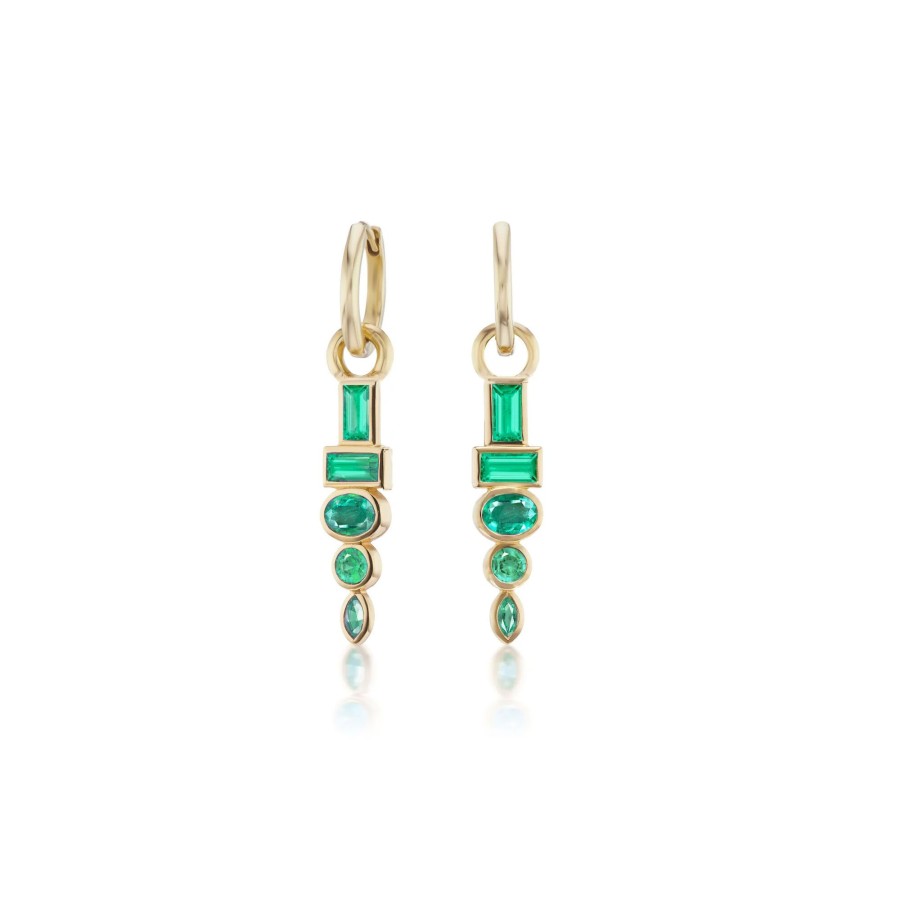 Jewelry Sorellina | Monroe Totem Huggie Earrings Emerald