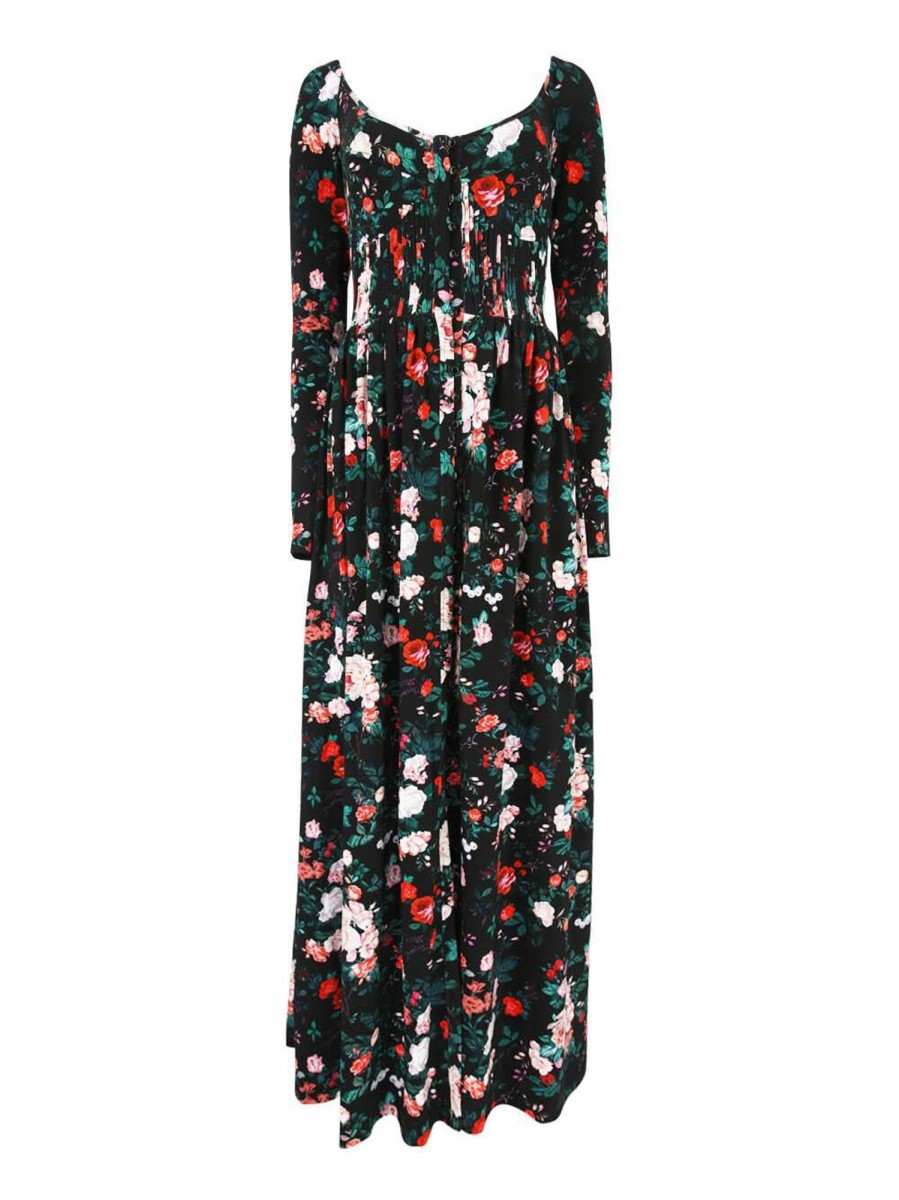 Clothing Paco Rabanne | Scoop Floral Maxi Dress Blackros