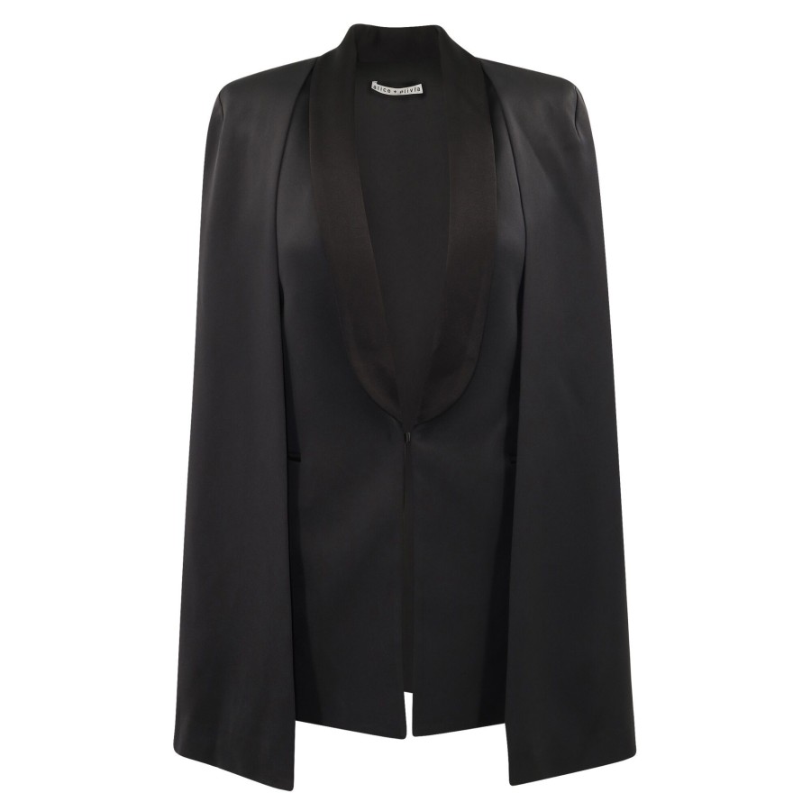 Clothing Alice + Olivia | Merrie Shawl Collar Cape Blazer Black