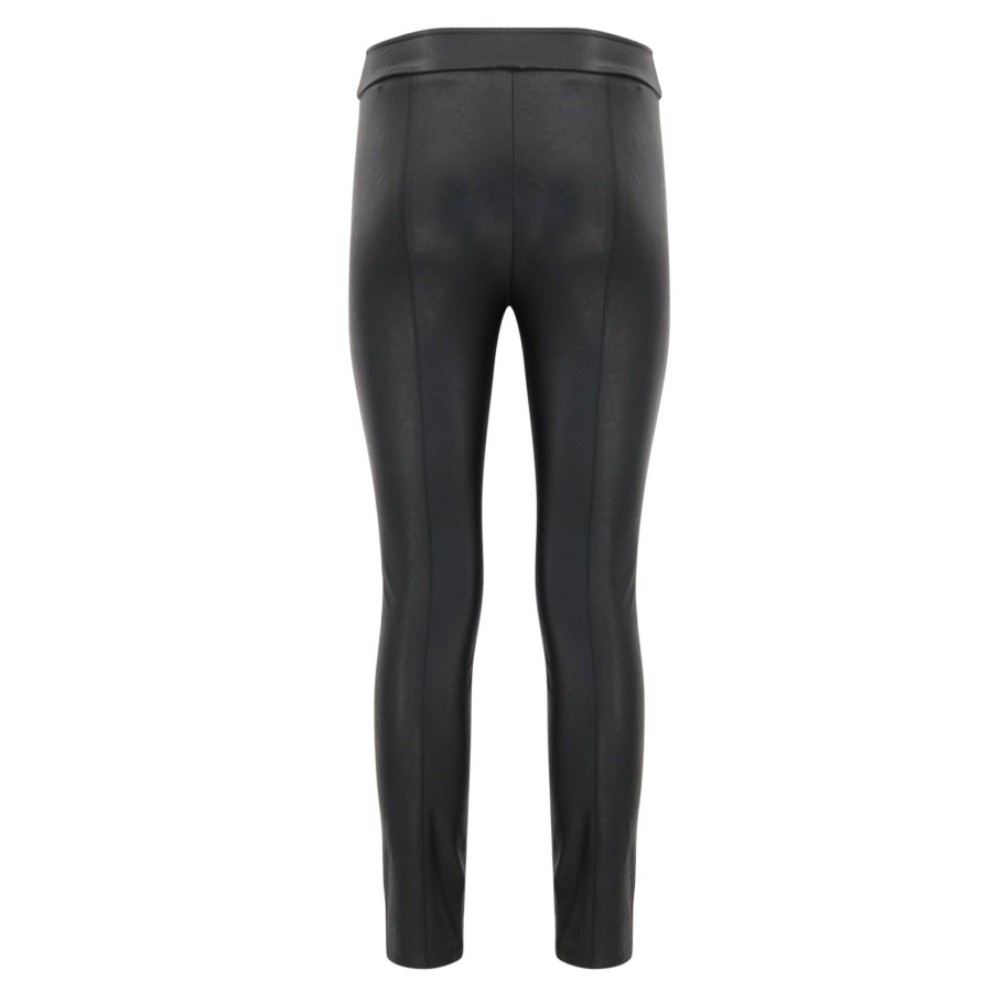 Clothing Avenue Montaigne | Max Front-Slit Vegan Leather Pants Black