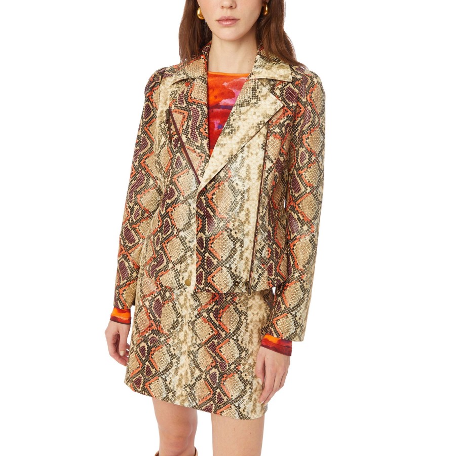 Clothing Marie Oliver | Maeve Vegan Leather Moto Jacket Snake