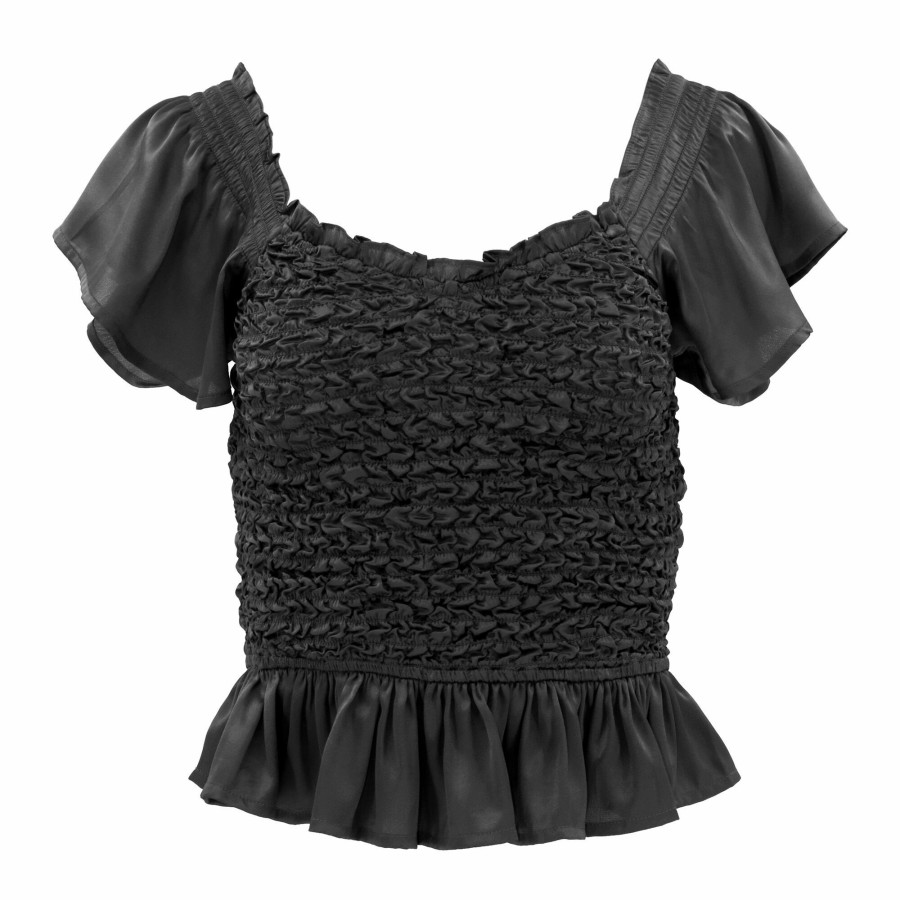 Clothing Love The Label | Annika Smocked Top Black