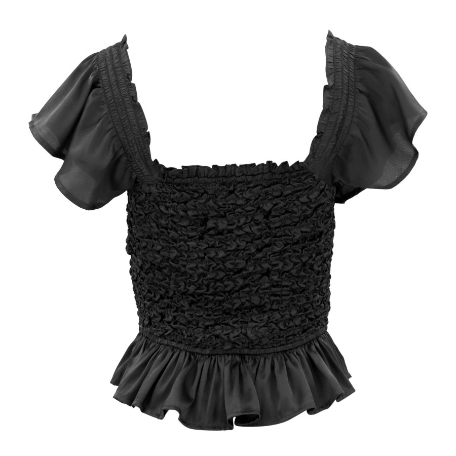 Clothing Love The Label | Annika Smocked Top Black