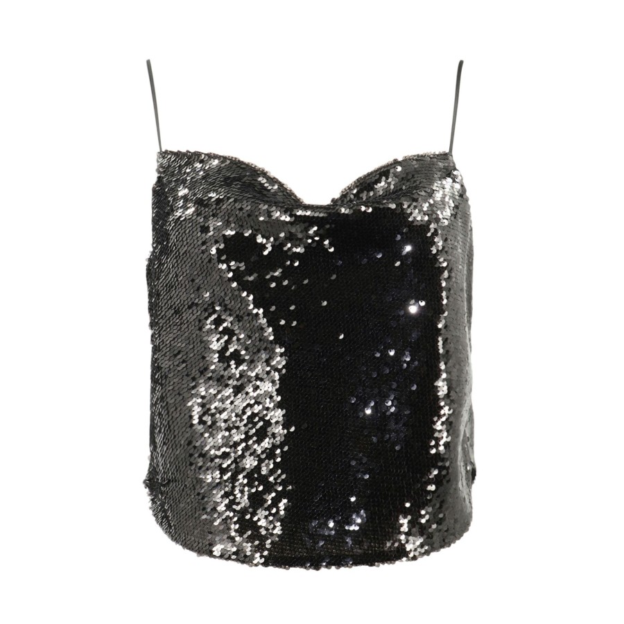 Clothing Cinq à Sept | Andra Sequin Cropped Camisole Black