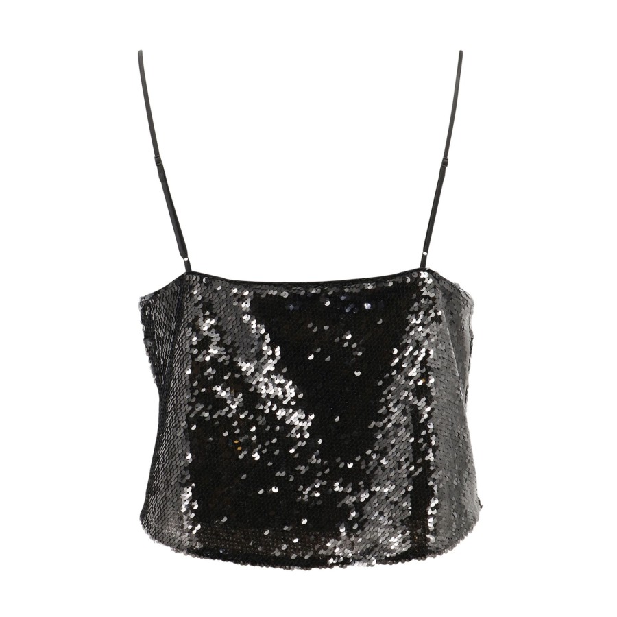 Clothing Cinq à Sept | Andra Sequin Cropped Camisole Black