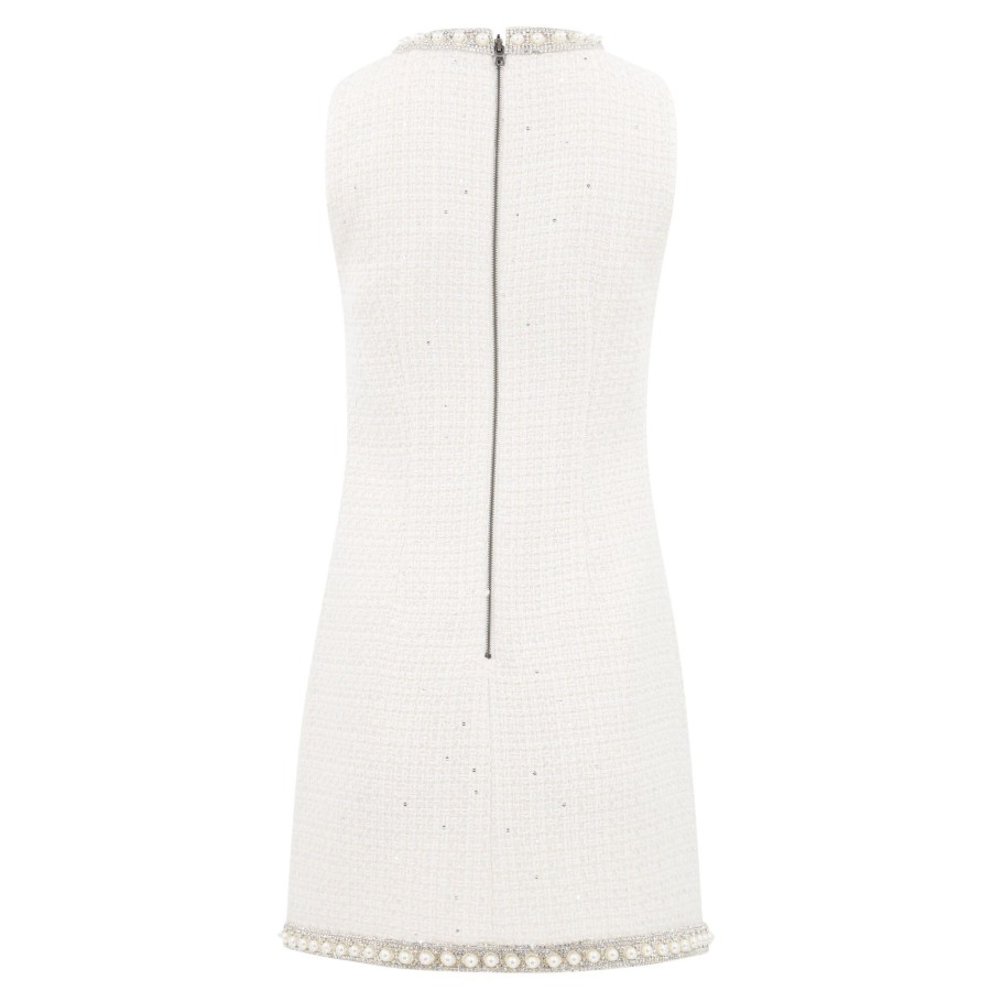 Clothing Alice + Olivia | Coley Embellished Tweed Mini Dress Off White