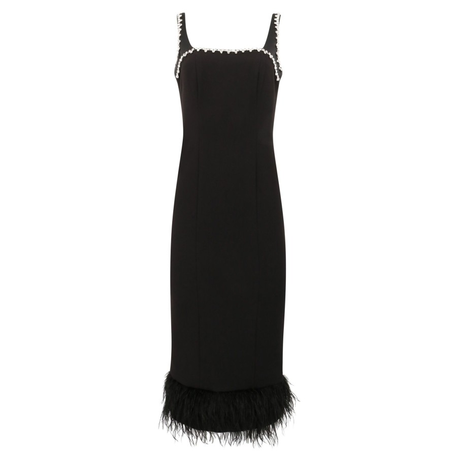 Clothing Likely | Georgie Feather-Embellished Dress Black