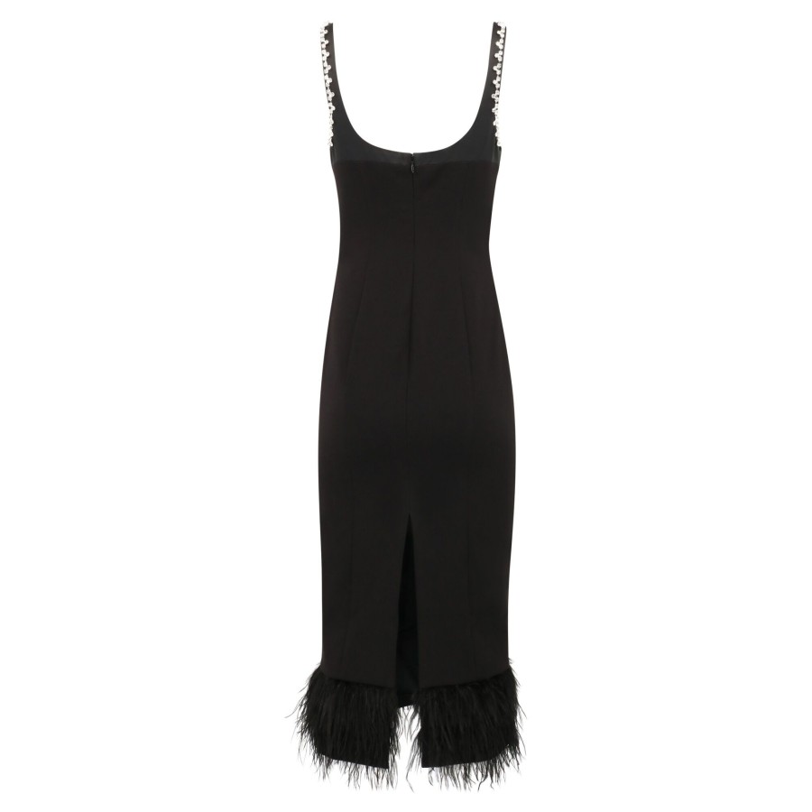 Clothing Likely | Georgie Feather-Embellished Dress Black