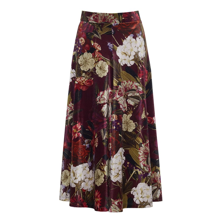 Clothing Cara Cara | Gianna Velvet Skirt Garden Flora Winetasting