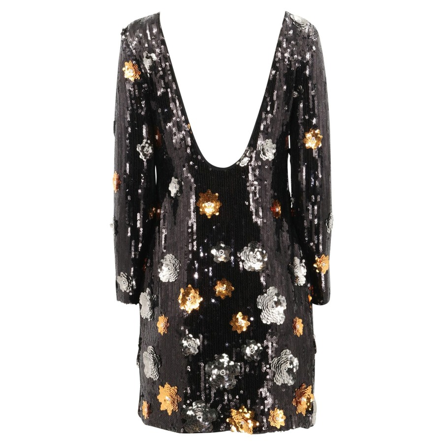 Clothing Milly | Selene 3D Floral Sequins Dress Black Multi