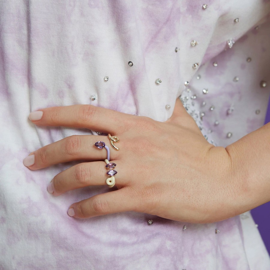 Jewelry Bea Bongiasca | Double B Ring With Amethyst Panna