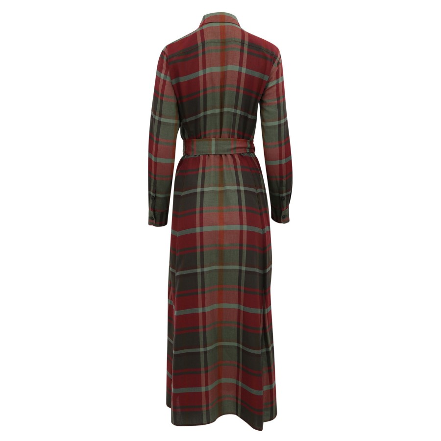 Clothing Polo Ralph Lauren | Plaid Long Sleeve Day Dress Red Multi