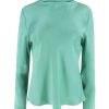 Clothing LaPointe | Satin Bias Mock Neck Top Seagreen