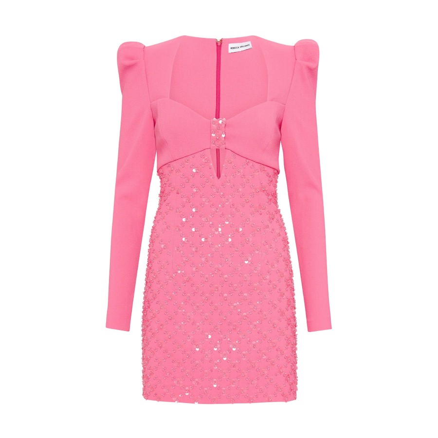 Clothing Rebecca Vallance | Marie Long Sleeve Mini Dress Pink