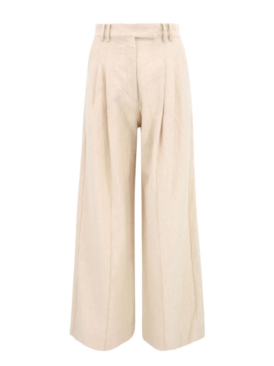 Clothing Clea | Jolina Pleat Trouser Sand