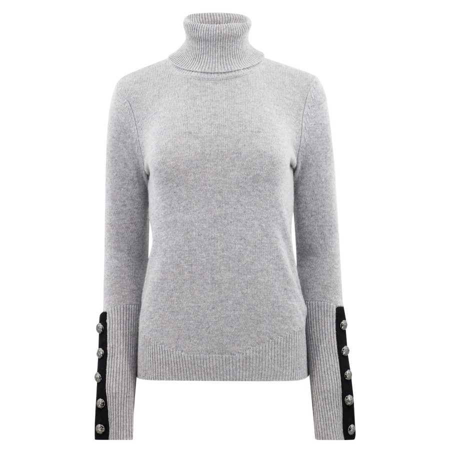 Clothing Ramy Brook | Brianna Colorblock Turtleneck Sweater Grey
