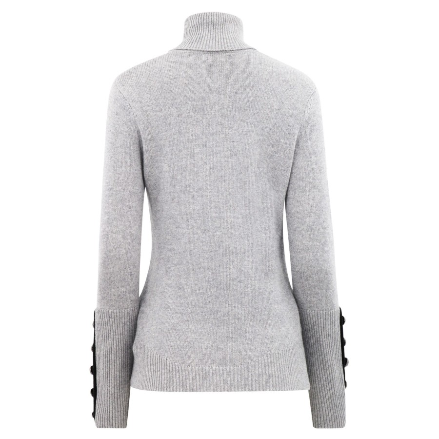 Clothing Ramy Brook | Brianna Colorblock Turtleneck Sweater Grey
