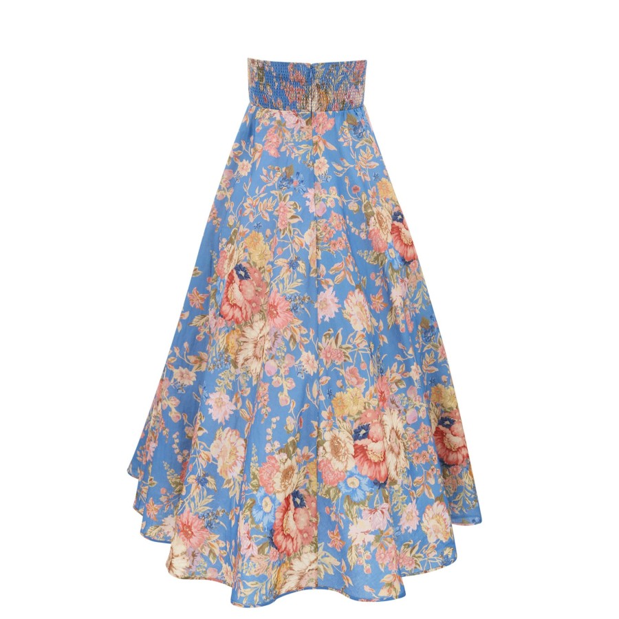 Clothing Zimmermann | August Bandeau Linen Midi Dress Dusty Blue