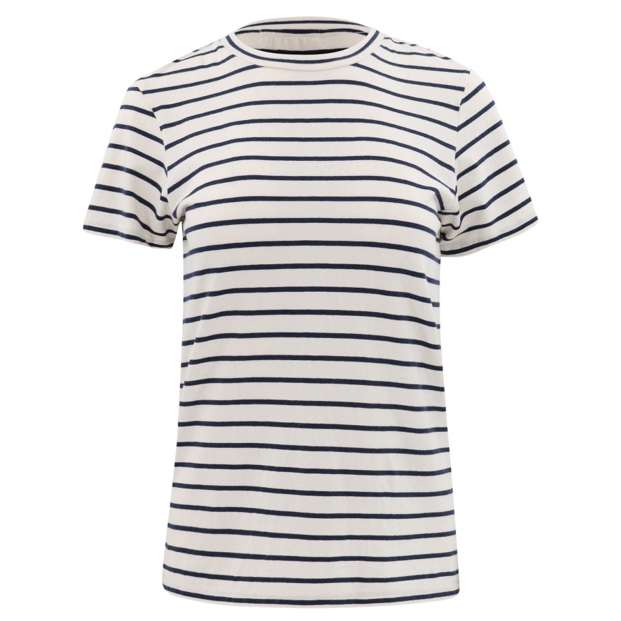 Clothing Nili Lotan | Mariela Striped Crewneck Tee Navy/Ivory Stripe