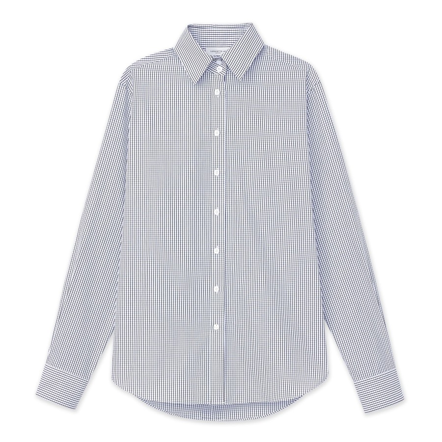 Clothing Lafayette 148 New York | Stripe Cotton High Collar Shirt Black Multi