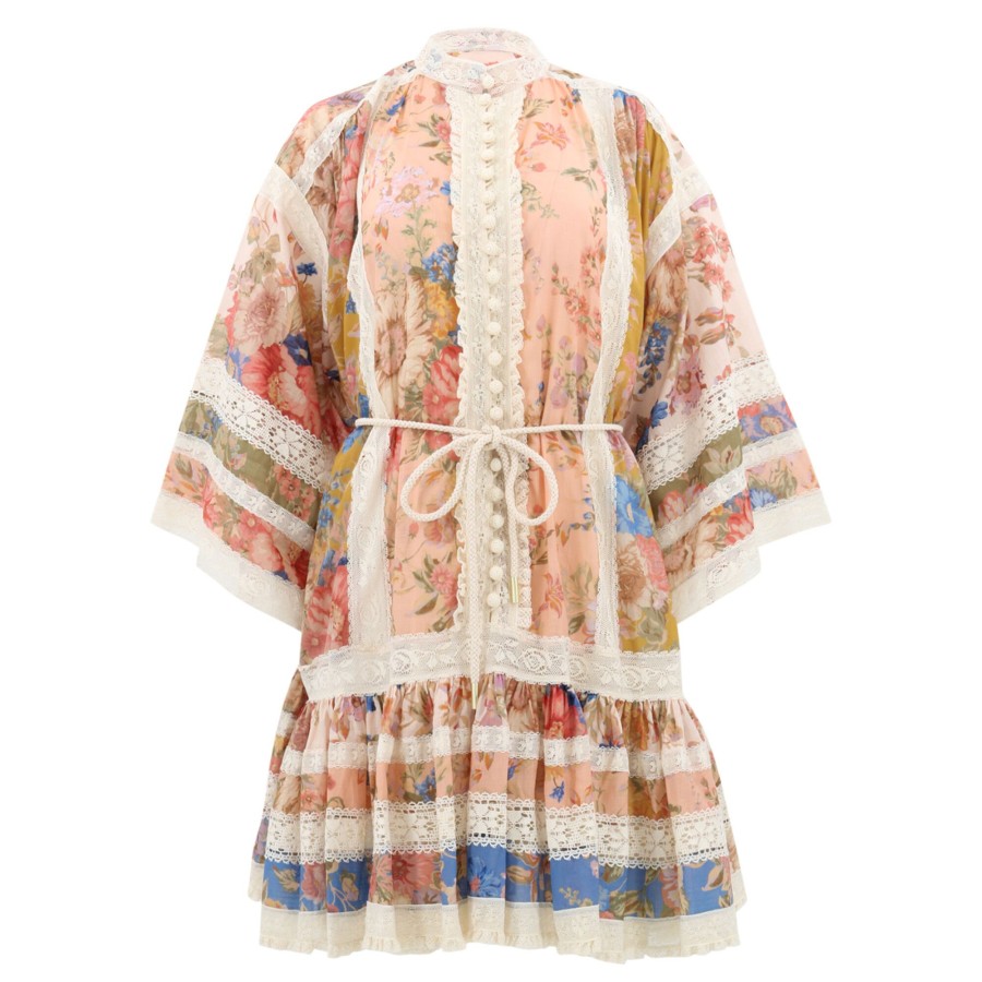 Clothing Zimmermann | August Lace Trimmed Mini Dress Spliced