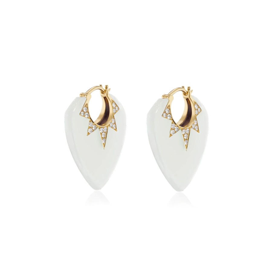 Jewelry Sorellina | Classic Guitar Pick Earrings White Onyx