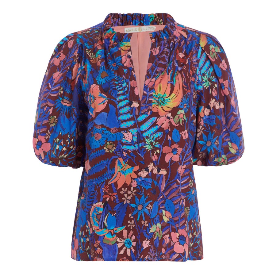 Clothing Marie Oliver | Ambrose Top Gold Lurex Floral