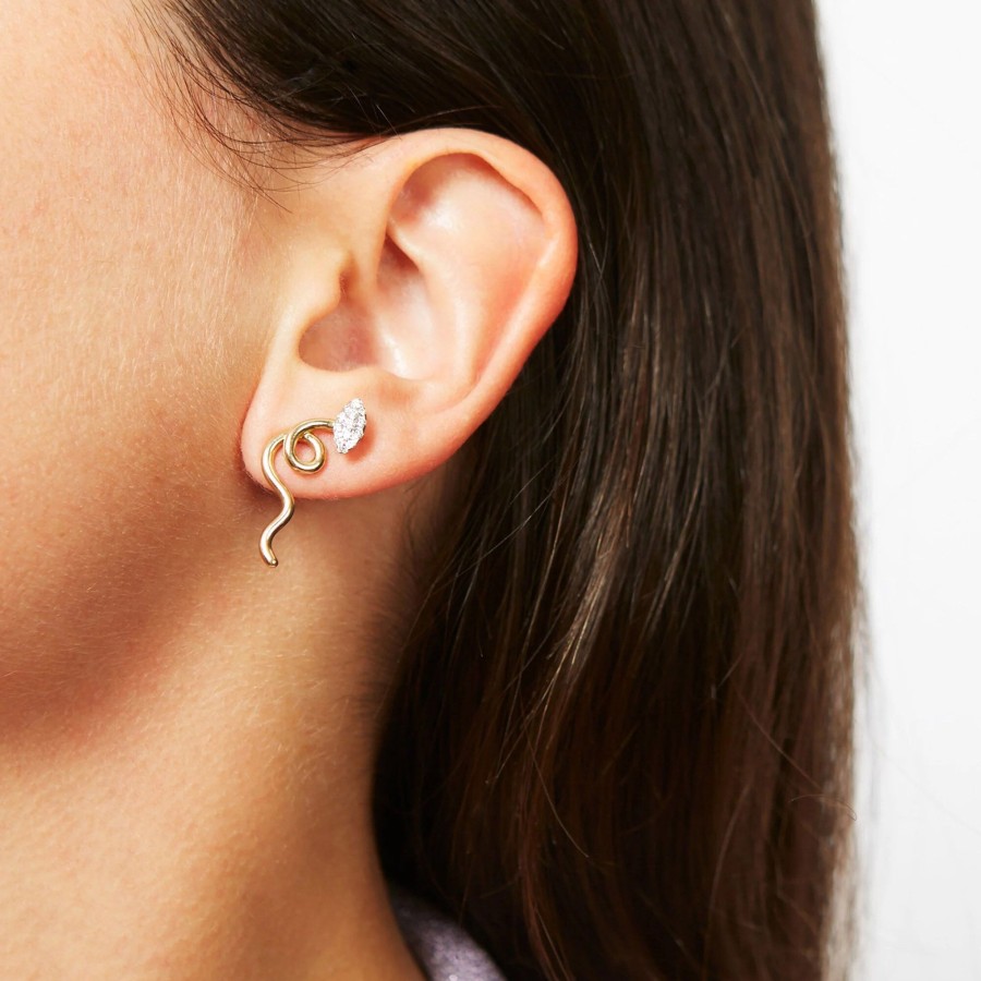 Jewelry Bea Bongiasca | Vine Pave Drop Earrings In Marquise Shape Royale Gold