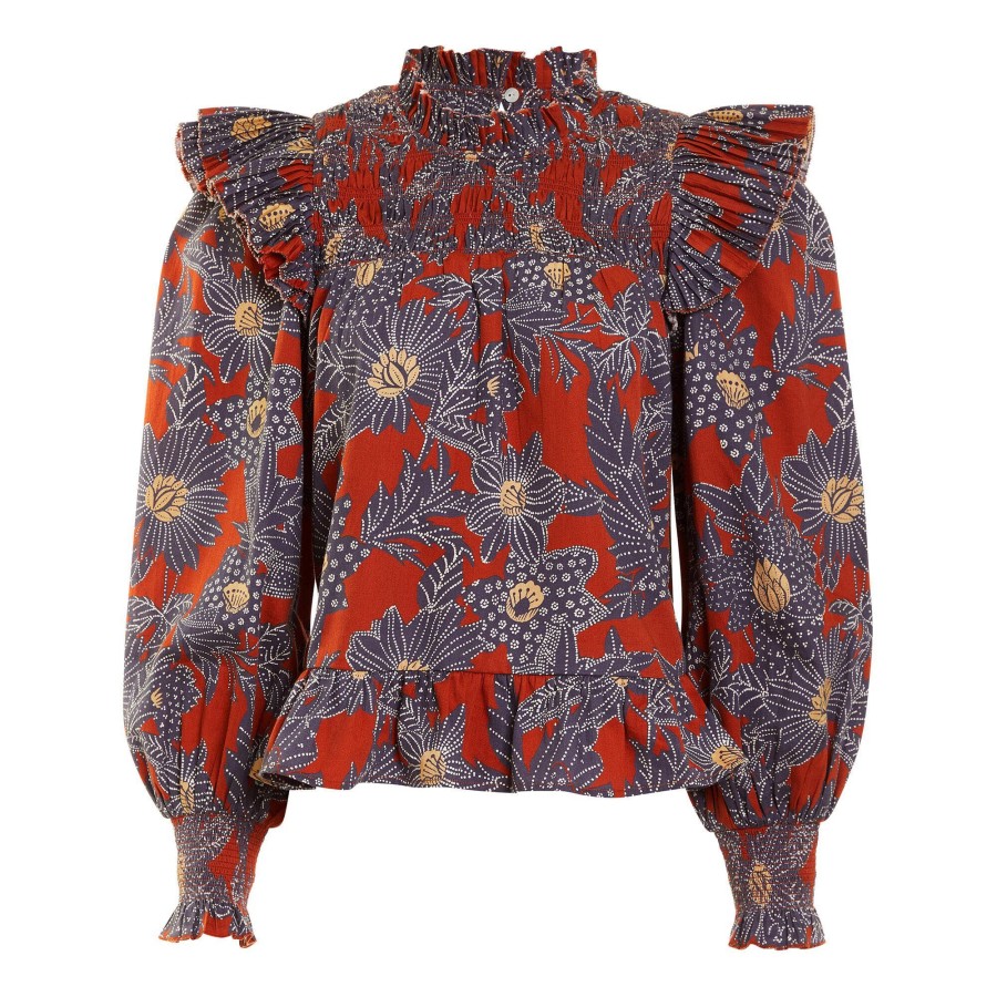 Clothing Love The Label | Long Sleeve Poppy Top Khushi Plum Print