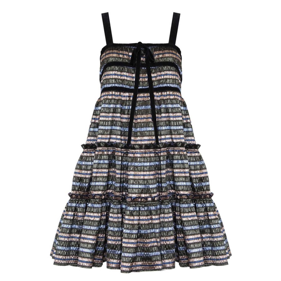 Clothing Hunter Bell | Fleur Dress Festive Stripe