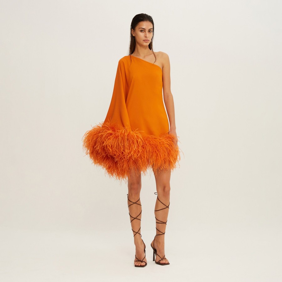 Clothing Taller Marmo | Piccolo Ubud Feather-Trim Dress Goldfish