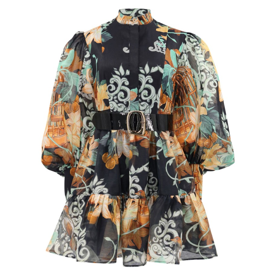 Clothing Leo Lin | Alexandra Belted Mini Dress Twilight Multi