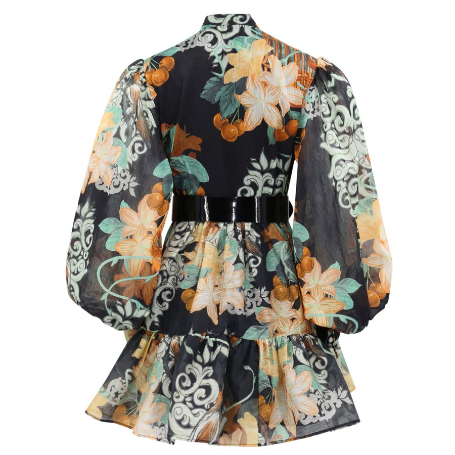 Clothing Leo Lin | Alexandra Belted Mini Dress Twilight Multi