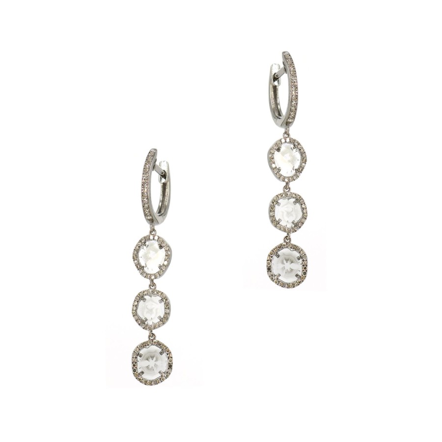Jewelry Cindy Ensor | Triple Sliced Diamond Earrings Sterling Silver