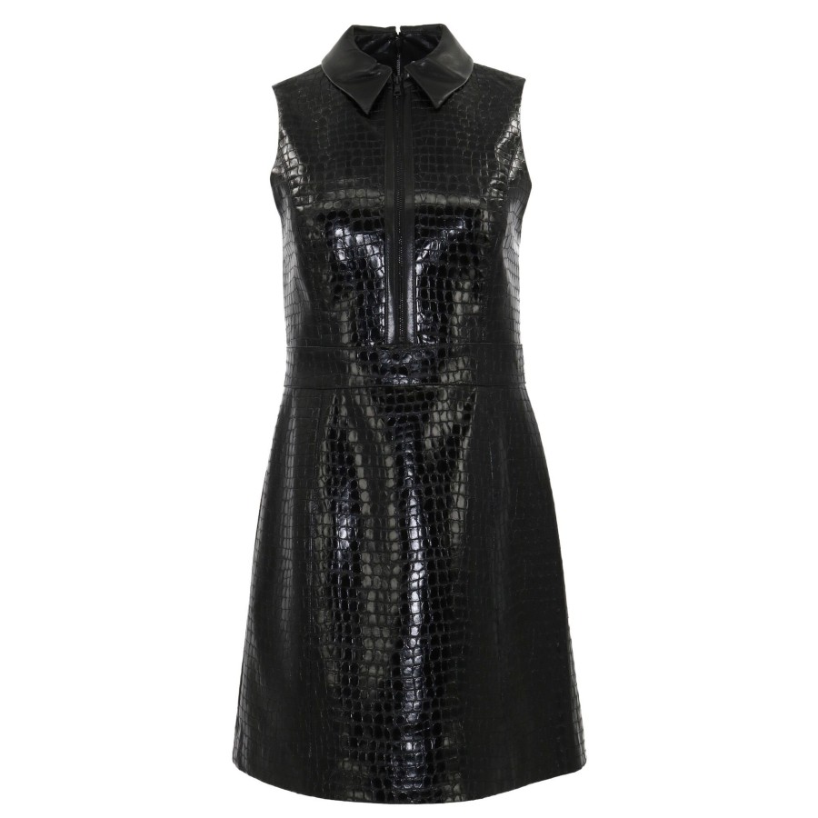 Clothing Alice + Olivia | Ellis Vegan Leather Mini Dress Black