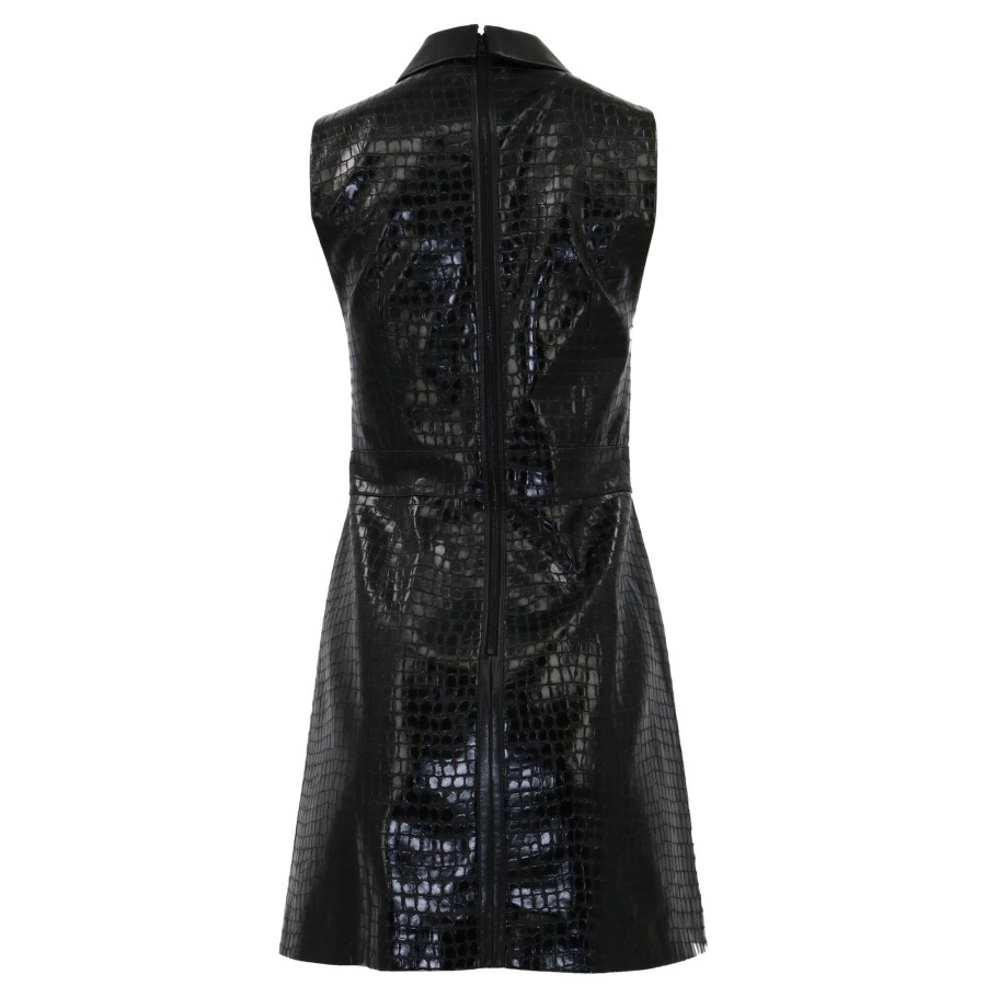 Clothing Alice + Olivia | Ellis Vegan Leather Mini Dress Black