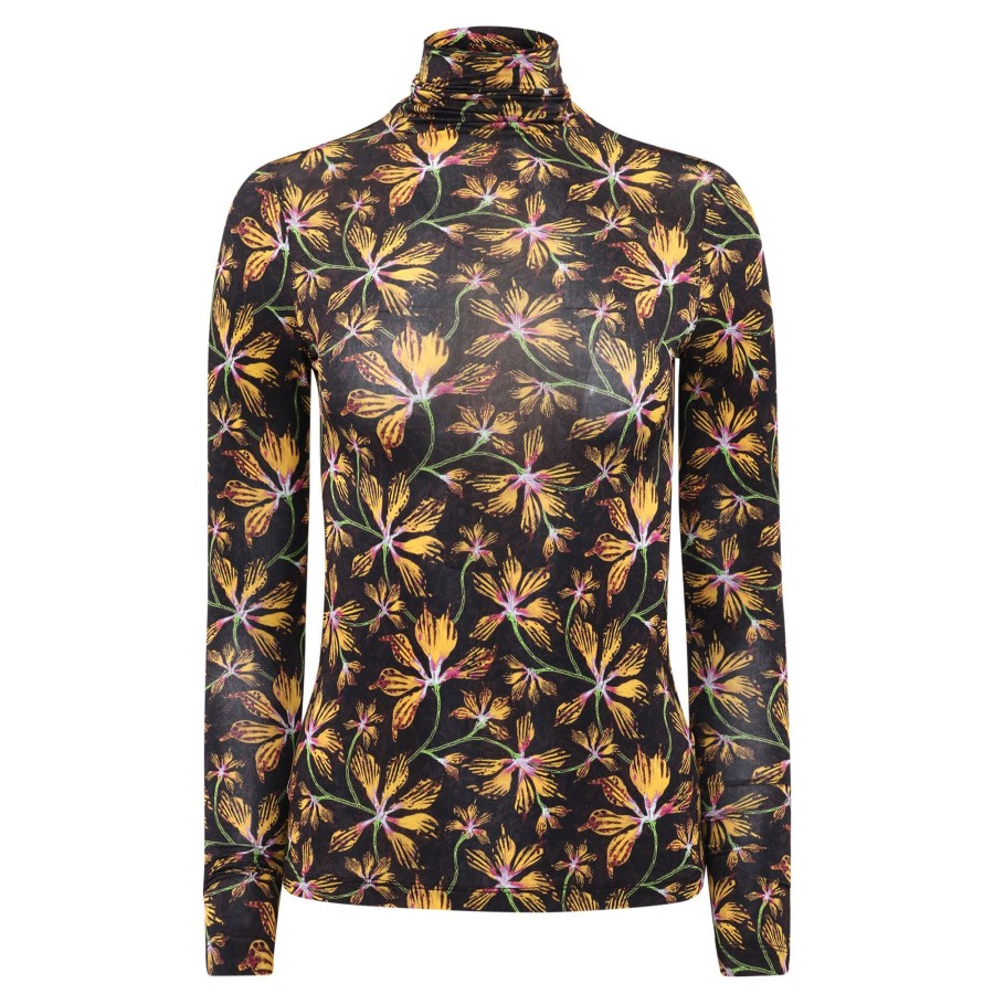 Clothing Ulla Johnson | Aurelia Printed Turtleneck Maple Black Floral