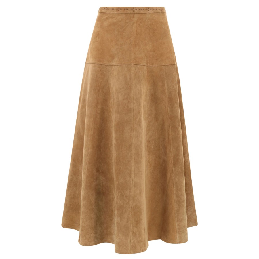 Clothing Hunter Bell | Ida Suede Skirt Light Brown