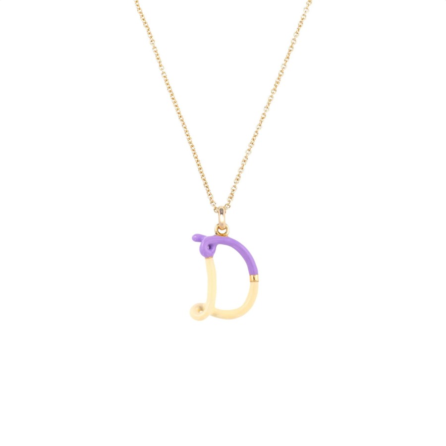 Jewelry Bea Bongiasca | Letter D Charm Necklace Lavender/Panna