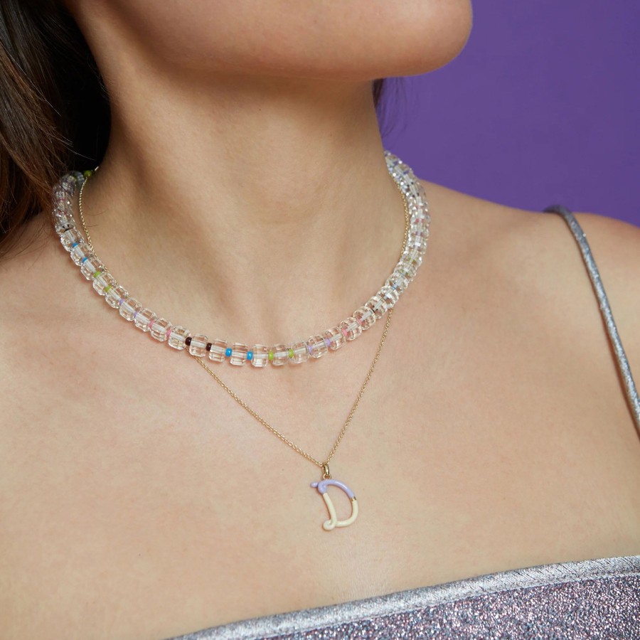 Jewelry Bea Bongiasca | Letter D Charm Necklace Lavender/Panna