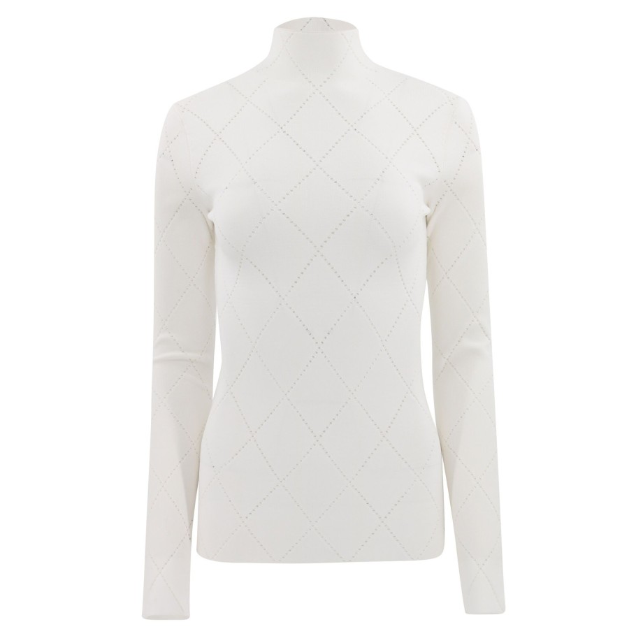 Clothing Proenza Schouler White Label | Pointelle Diamonds Turtleneck Dress Off White