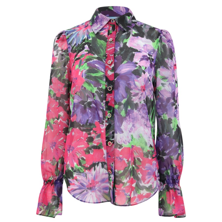 Clothing Milly | Lacey Garden Floral Blouse Multi