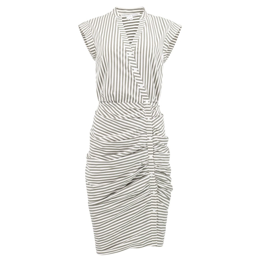 Clothing Veronica Beard | Ruched Shirt Dress Bright Army White