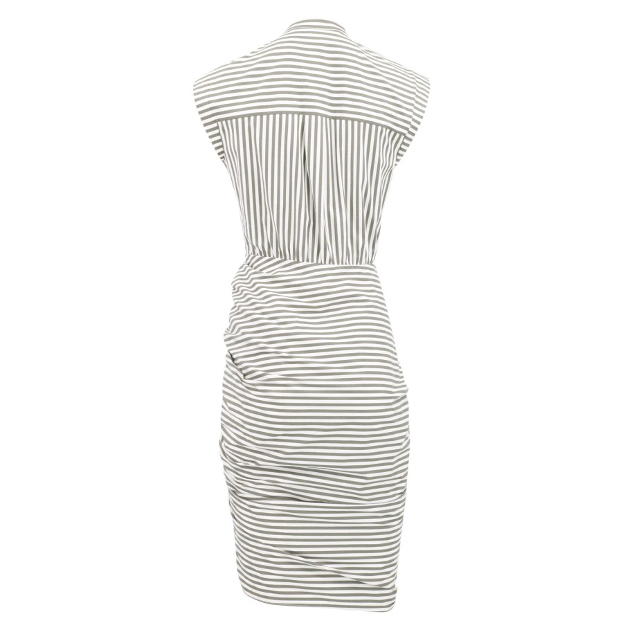 Clothing Veronica Beard | Ruched Shirt Dress Bright Army White